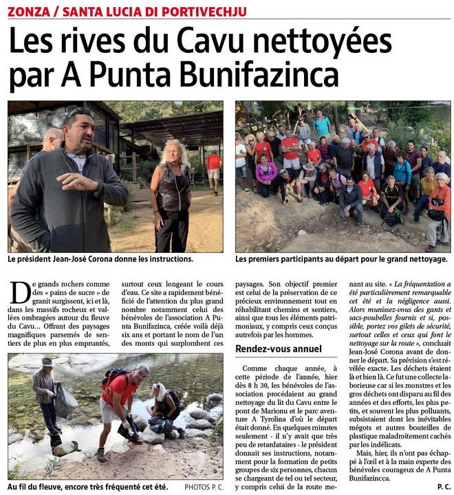 Corse Matin - Les rives du Cavu nettoyées par A Punta Bunifazinca